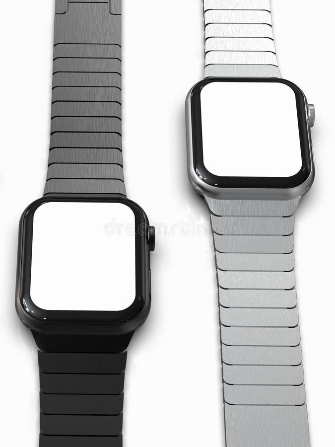 2个苹果计算机手表4样式smartwatch设备,平在桌上 向量例证 2个苹果计算机手表4样式smartwatch设备,平在桌上 向量例证